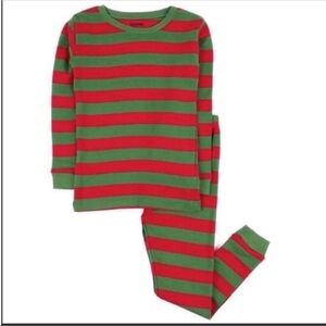 LEVERET Stripe Cotton Pajama Set Lounge Top Pants Unisex Red Big Kid Size 14 NWT